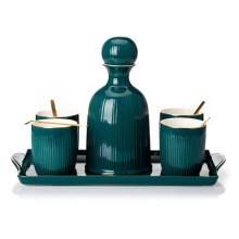 Service de tasses en céramique avec carafe et plateau KENDI vert