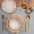 Service de vaisselle 24 pièces orange/bleu/porcelaine
