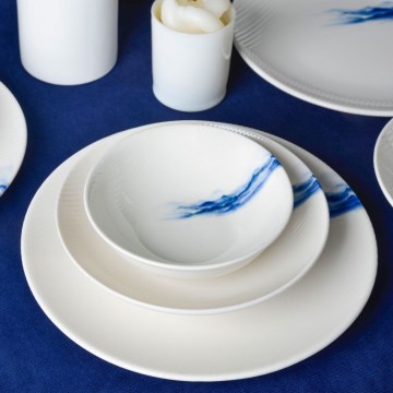 Serviesset 18-delig wit/blauw/porselein