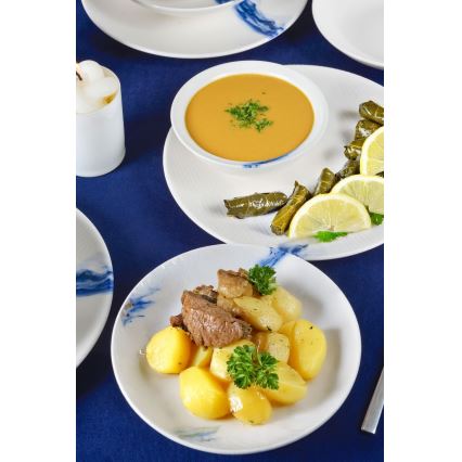 Serviesset 18-delig wit/blauw/porselein