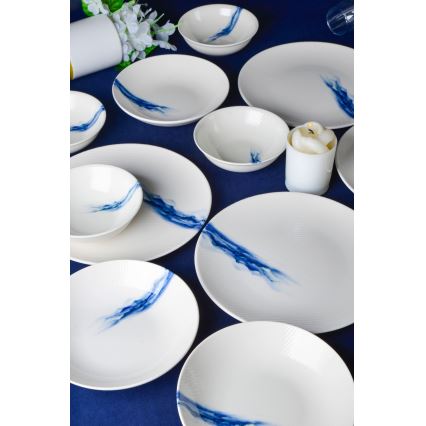 Serviesset 18-delig wit/blauw/porselein