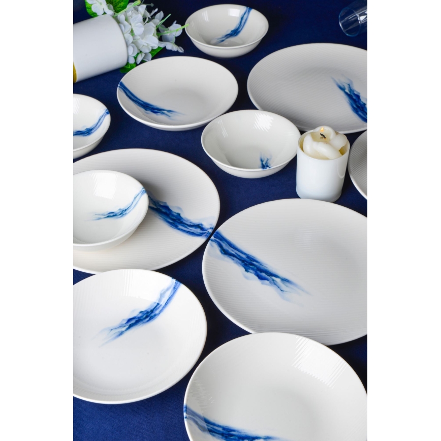 Serviesset 18-delig wit/blauw/porselein