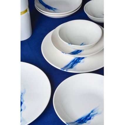Serviesset 18-delig wit/blauw/porselein