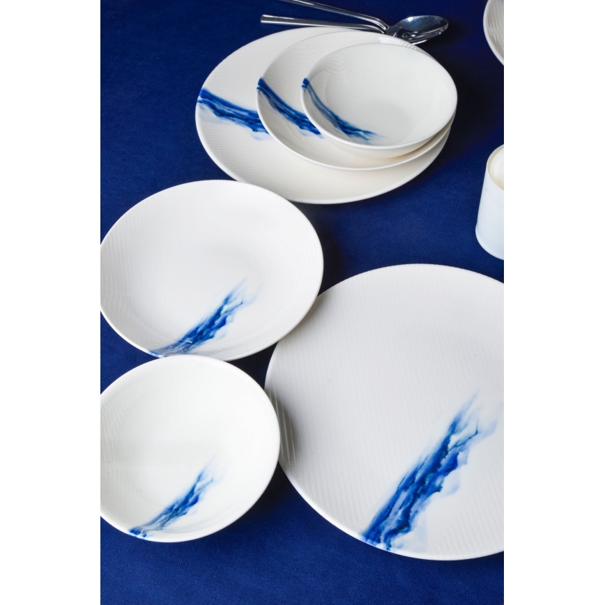 Serviesset 18-delig wit/blauw/porselein
