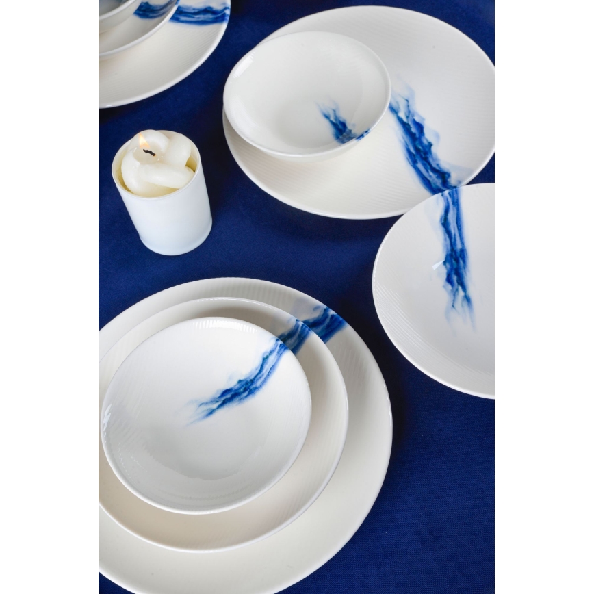 Serviesset 18-delig wit/blauw/porselein