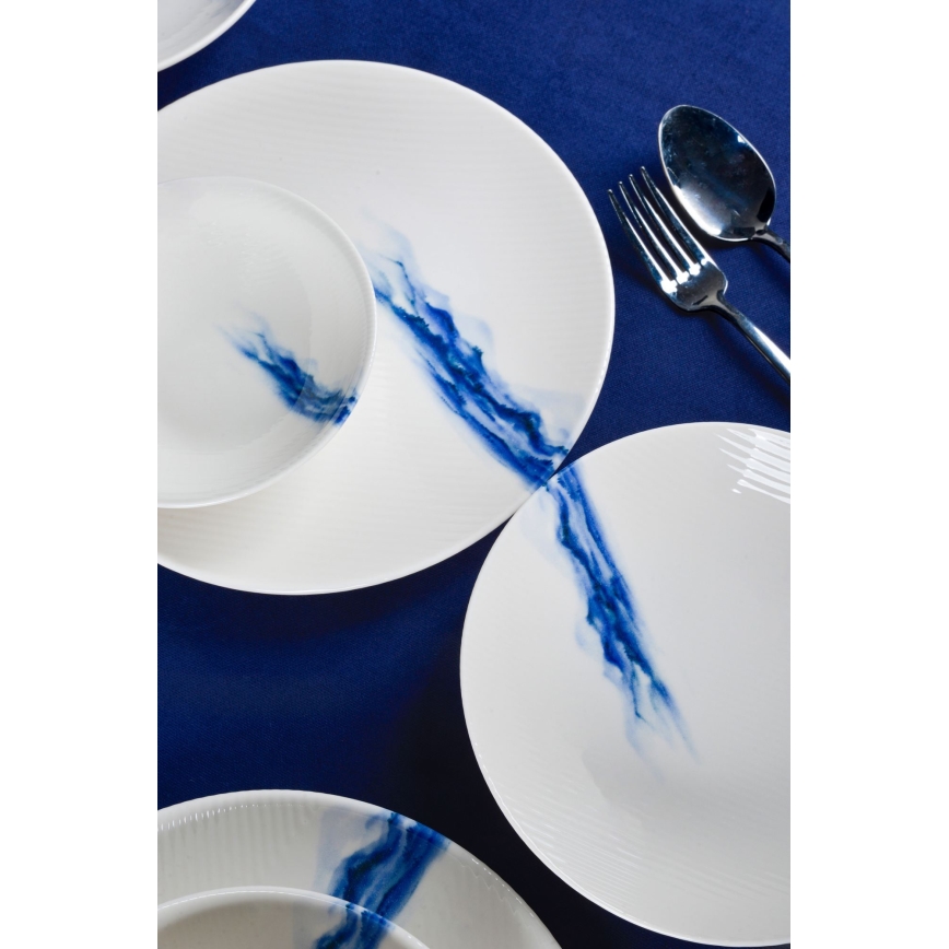 Serviesset 18-delig wit/blauw/porselein