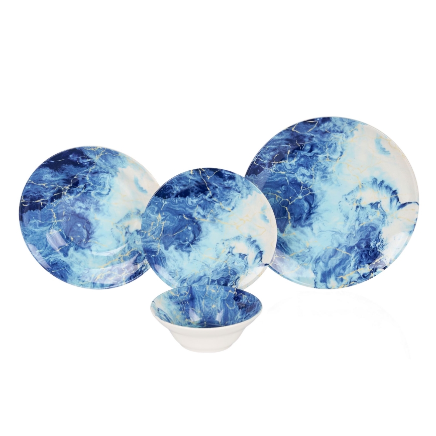 Serviesset 24-delig, blauw/keramiek
