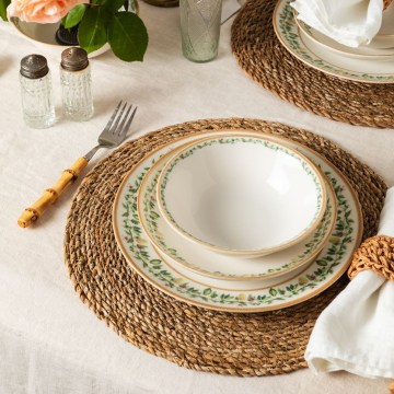 Serviesset 24-delig crème/beige/groen/porselein