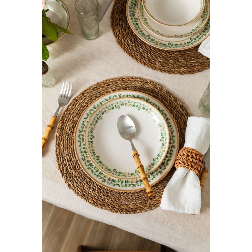 Serviesset 24-delig crème/beige/groen/porselein