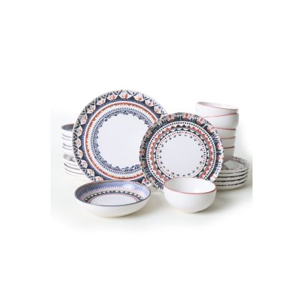 Serviesset 24-delig kleurrijk/steengoed