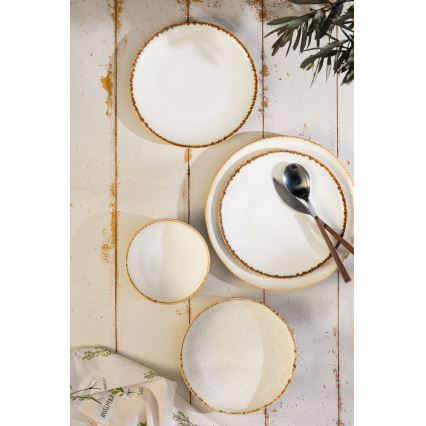 Serviesset 24-delig, wit/beige, porselein