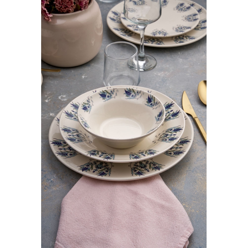 Serviesset 24-delig wit/blauw/keramiek