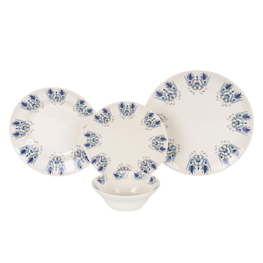 Serviesset 24-delig wit/blauw/keramiek