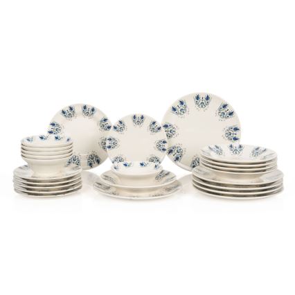 Serviesset 24-delig wit/blauw/keramiek