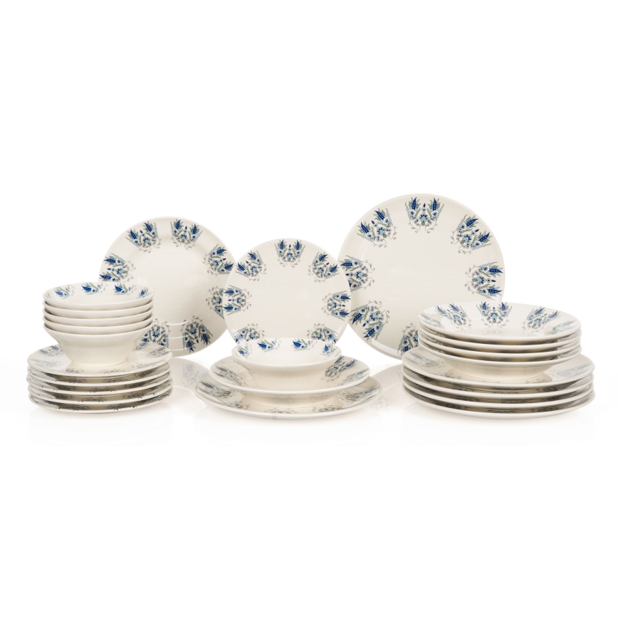 Serviesset 24-delig wit/blauw/keramiek