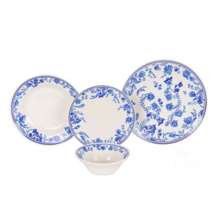 Serviesset 24-delig wit/blauw/keramiek