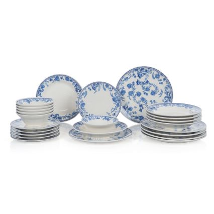 Serviesset 24-delig wit/blauw/keramiek