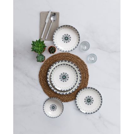 Serviesset 24-delig wit/blauw/porselein