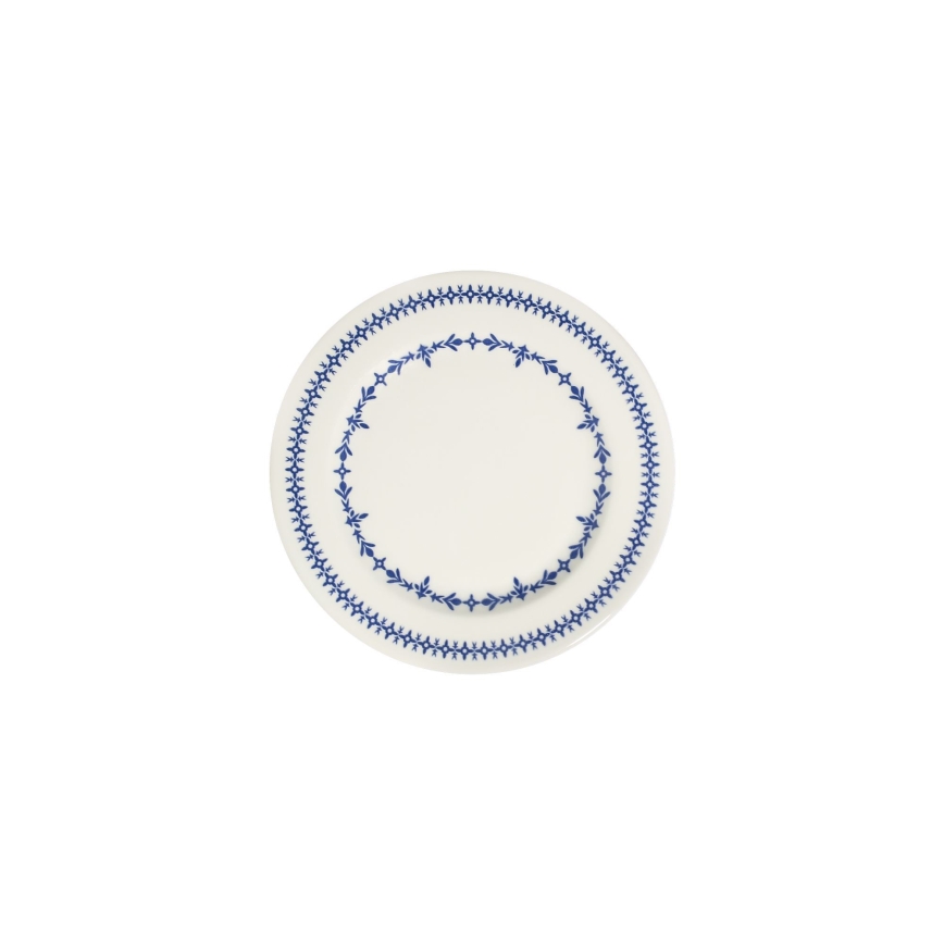 Serviesset 24-delig, wit/blauw, porselein