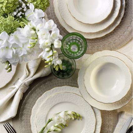 Serviesset 24-delig wit/goud/porselein