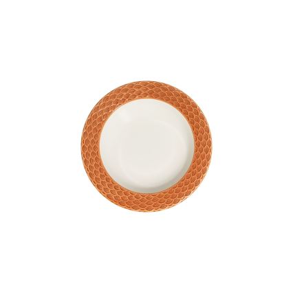 Serviesset 24-delig, wit/oranje, porselein