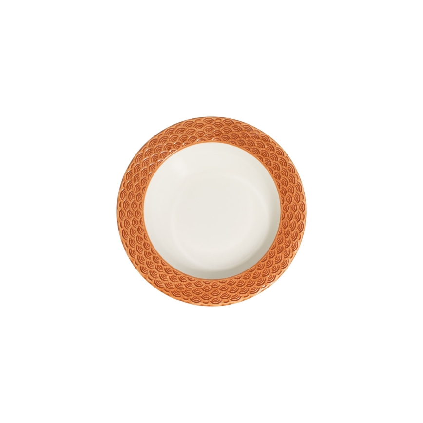 Serviesset 24-delig, wit/oranje, porselein