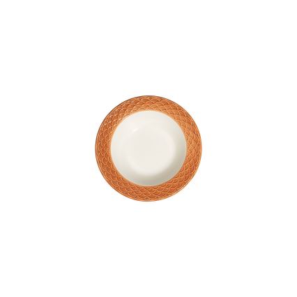 Serviesset 24-delig, wit/oranje, porselein