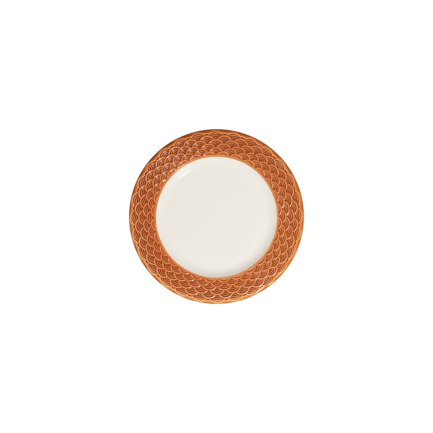 Serviesset 24-delig, wit/oranje, porselein