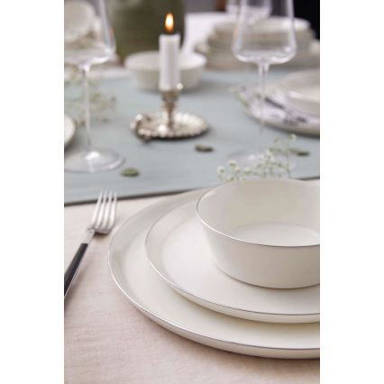 Serviesset 24-delig wit/zilver/porselein