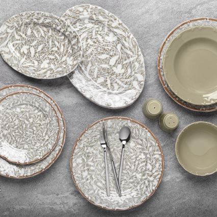 Serviesset 29-delig bruin/groen porselein