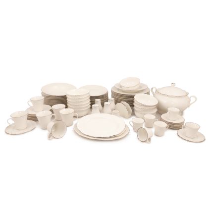 Serviesset 83-delig wit/koper/porselein