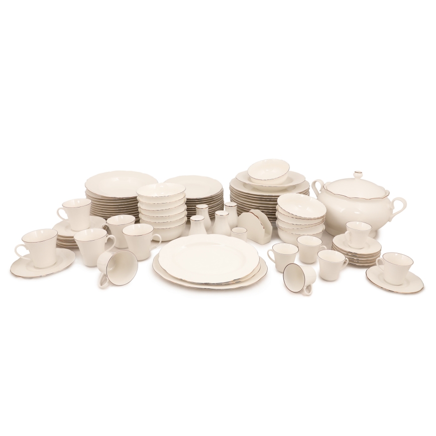 Serviesset 83-delig wit/koper/porselein