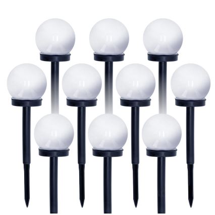 SET 10x LED Solar lamp LED/0,12W/1,2V 6500K IP44 40 mAh zwart/wit