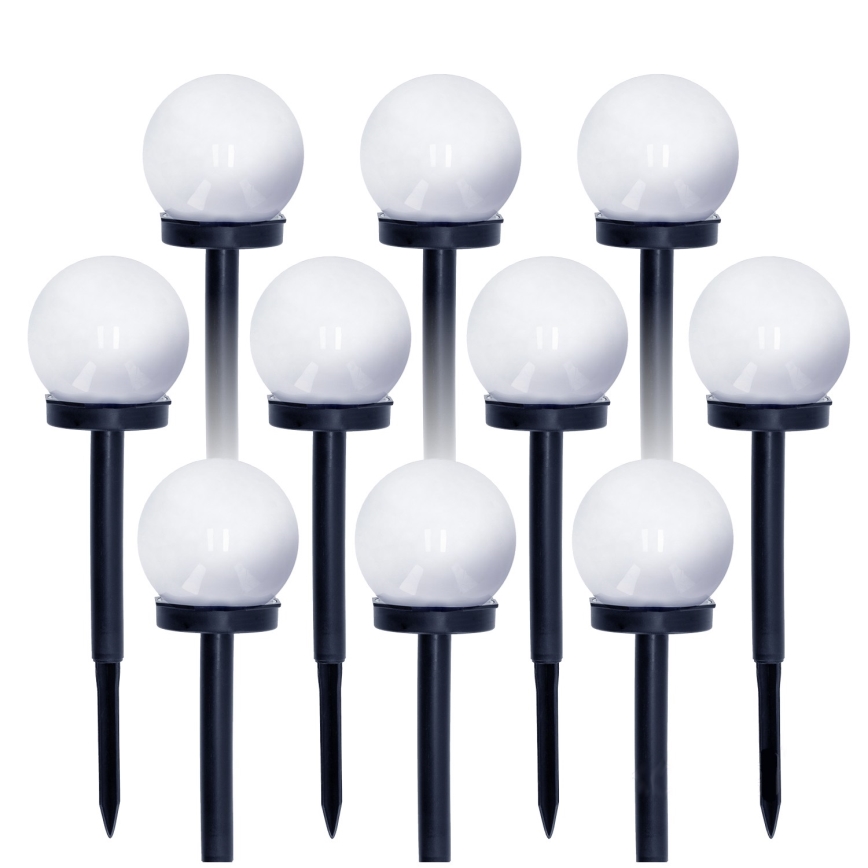 SET 10x LED Solar lamp LED/0,12W/1,2V 6500K IP44 40 mAh zwart/wit