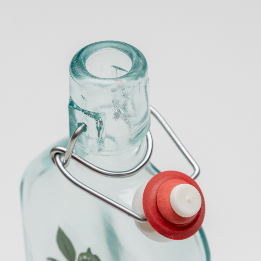 Set 1x glazen fles en 2x shotglas doorzichtig met kersenmotief
