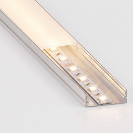 SET 1x LED-strip met bewegingssensor FLEX LED/3,6W/4xAA 2 m + 2x inbouwprofiel 1 m zilver/wit