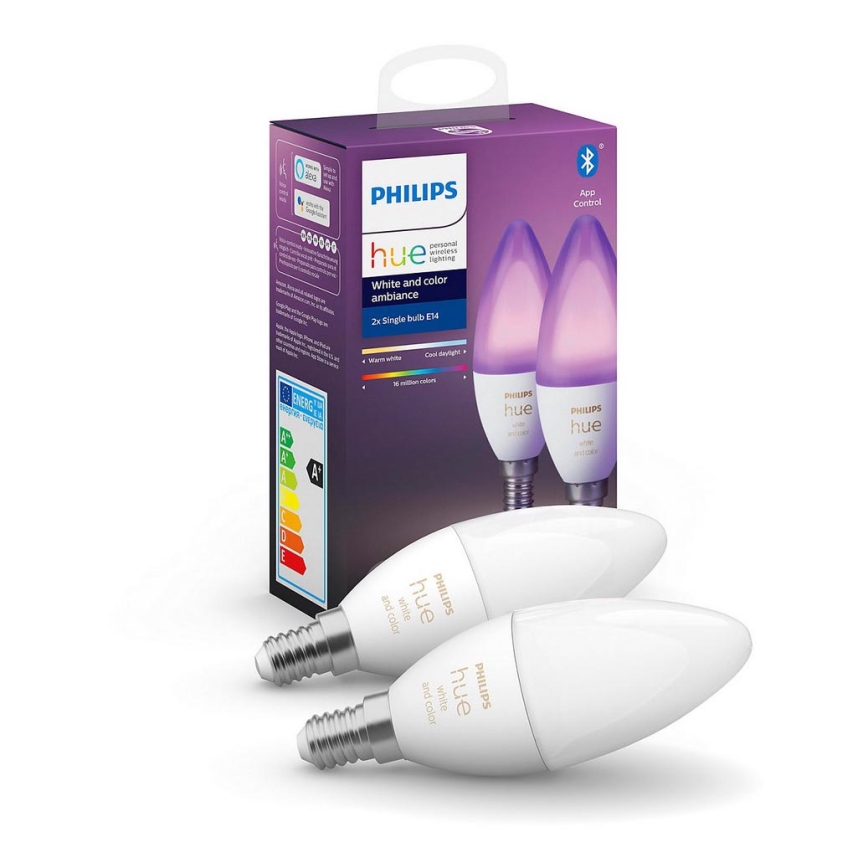 SET 2x Ampoule dimmable LED Philips Hue WHITE AND COLOR E14/5,3W/230V