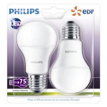 SET 2x Ampoule LED Philips A60 E27/11W/230V 2700K
