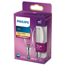 SET 2x Ampoule LED VINTAGE Philips E14/2W/230V 2700K