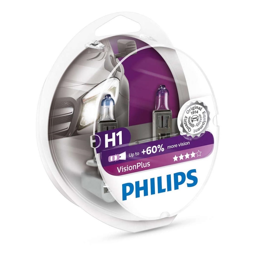 SET 2x Ampoule pour voiture Philips VISION PLUS 12258VPS2 H1 P14,5s/55W/12V