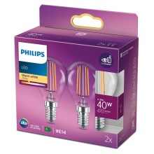 SET 2x Ampoules LED VINTAGE Philips E14/4,3W/230V 2700K