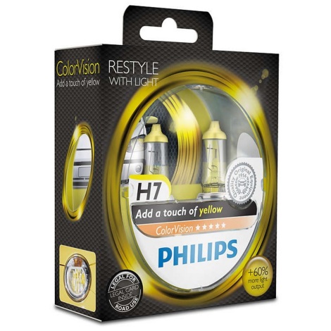 SET 2x Autolamp Philips COLOR VISION 12972CVPYS2 H7 PX26d /55W/12V