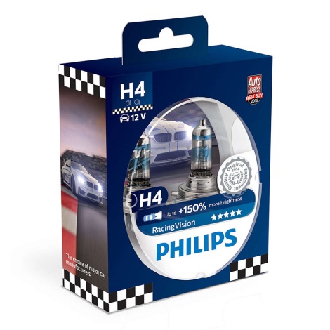 SET 2x Autolamp Philips RACINGVISION 12342RVS2 H4 P43t-38/55W/12V