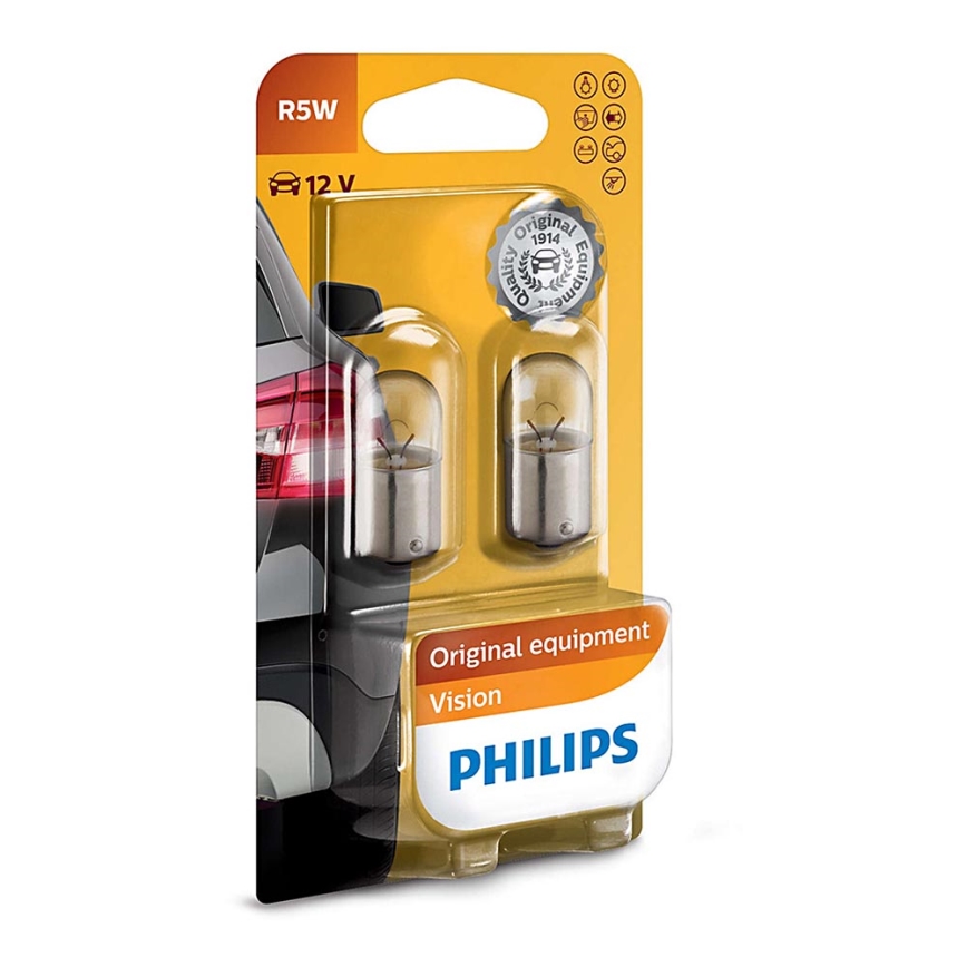 Treinstation wacht belangrijk SET 2x Autolamp Philips VISION 12821B2 R5W BA15s/5W/12V | Lumimania