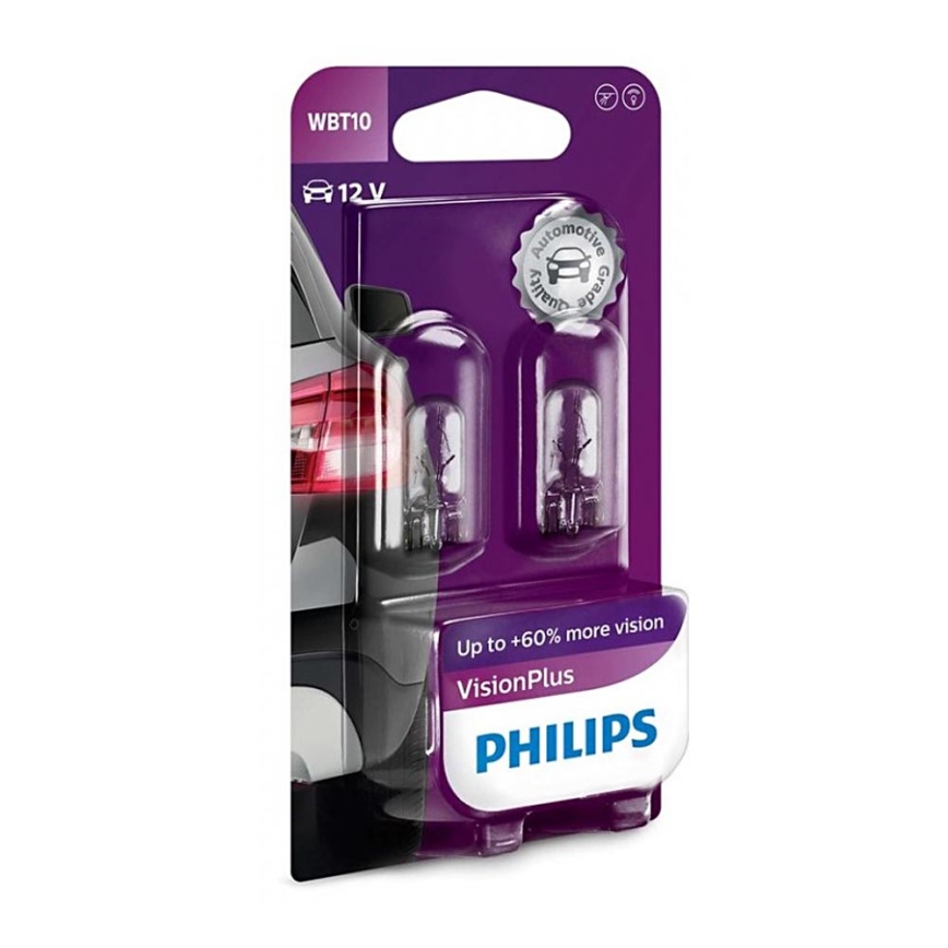 SET 2x Autolamp Philips VISION PLUS WB T10 W2,1x9,5D/6W/12V