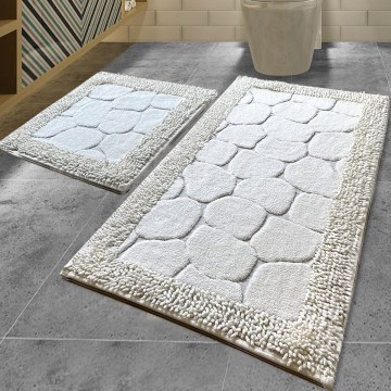 SET 2x Badmat STONE 60/100 cm wit