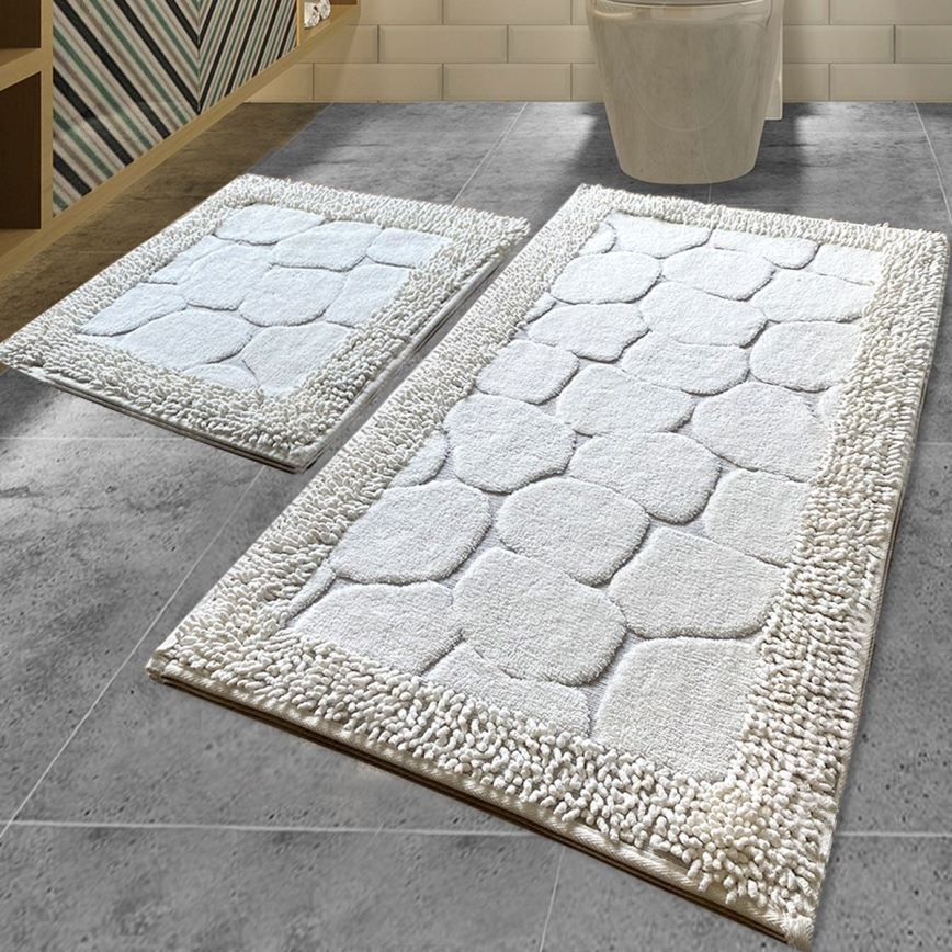 SET 2x Badmat STONE 60/100 cm wit