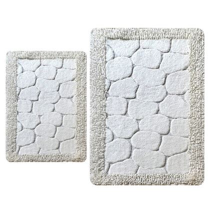 SET 2x Badmat STONE 60/100 cm wit