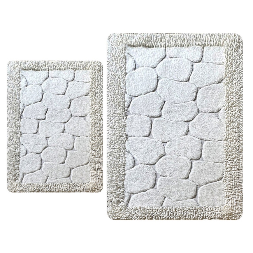 SET 2x Badmat STONE 60/100 cm wit