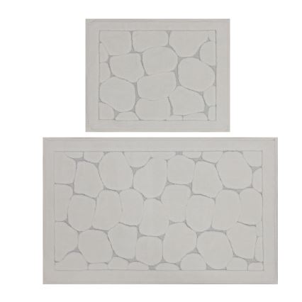 SET 2x badmatten LINO 60/100 cm crème